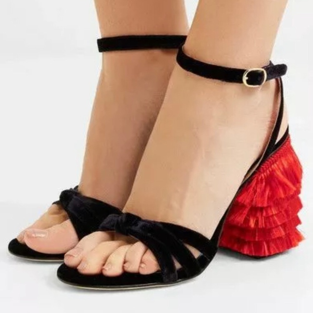 MR by Man Repeller Fringed Velvet Sandals Sz. 37.5